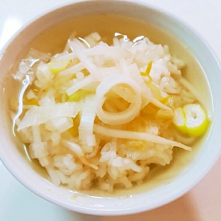 葱ともやしの中華スープご飯